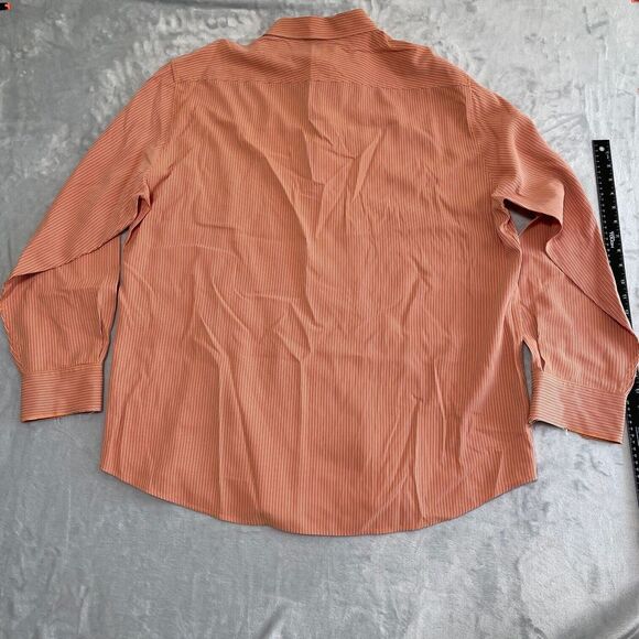 Reunion Shirt Mens 2XL XXL Orange Striped Modal Blend Button Up Hong Kong * - Picture 6 of 9